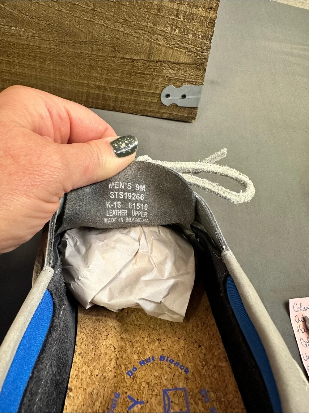 Sperry Authentic Original Plush Washable Boat Shoes Navy Gray Cork Mens Size 9M